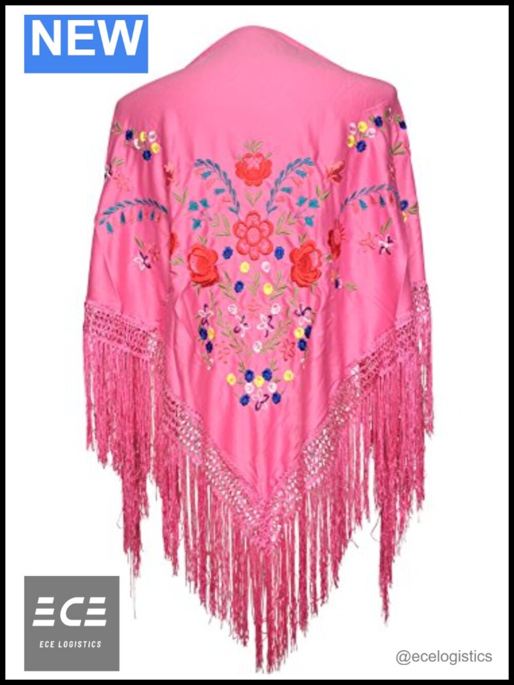 Spanish Flamenco Dance Shawl 63x31 Inch Lightweight Polyester